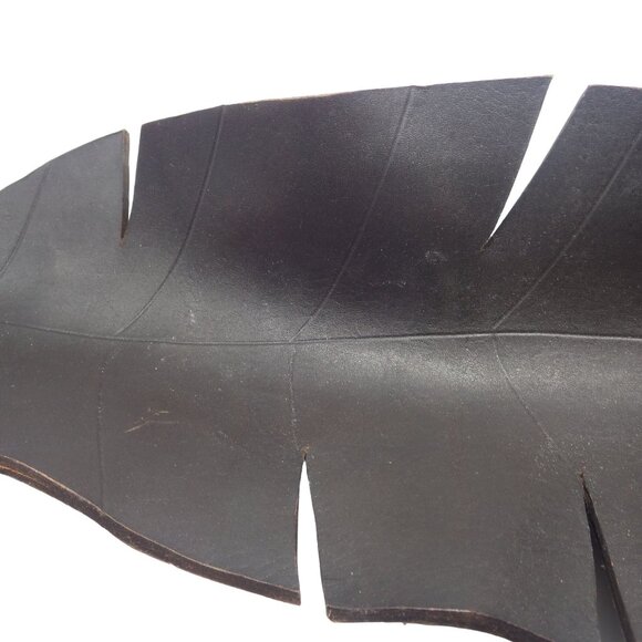 Leather Leaf Shaped Tray Brown Centerpiece Artisan Autumn Fall Thanksgiving - Picture 7 of 7